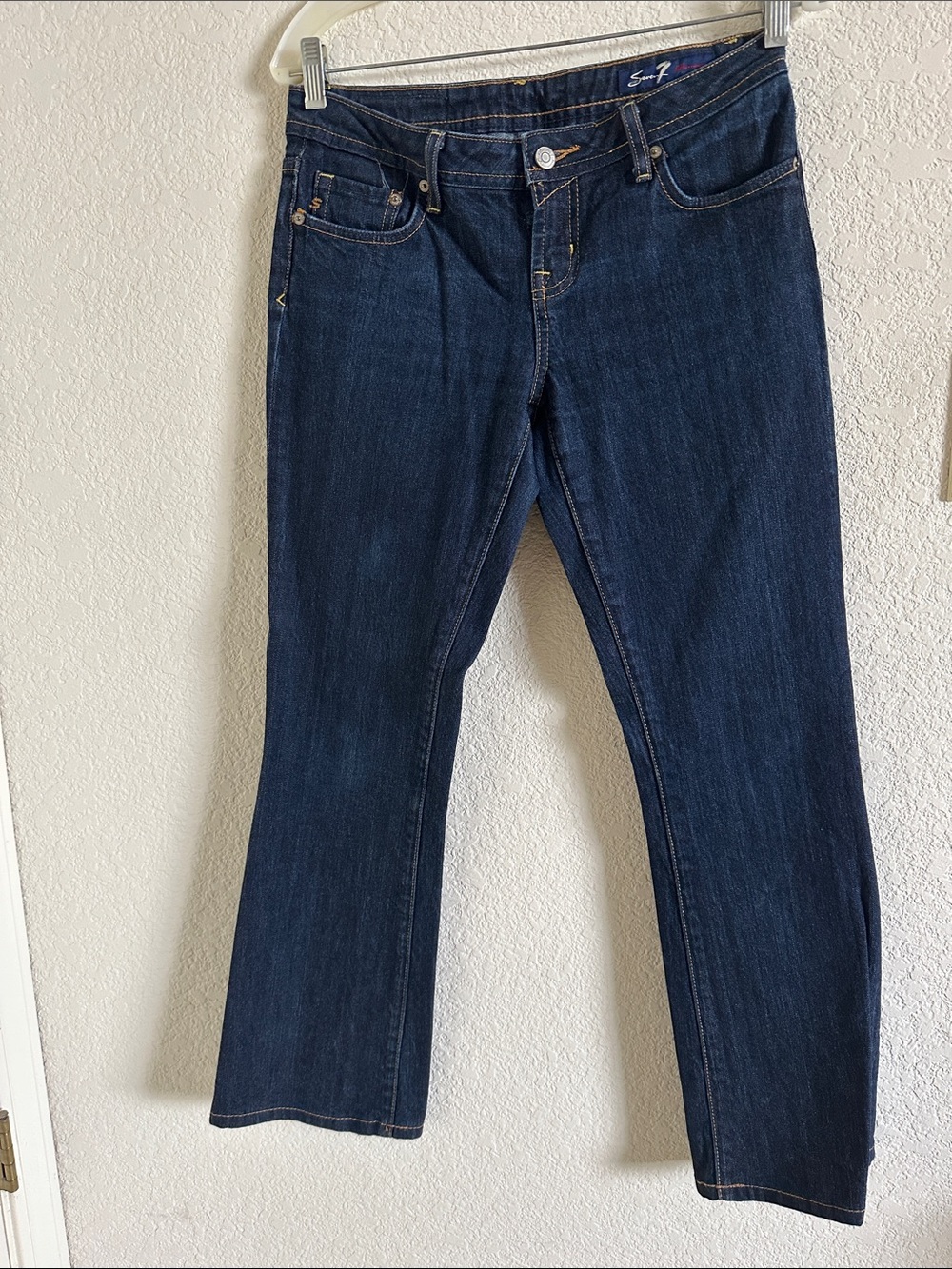 Seven7 Women's Dark Blue Boot-Cut Jeans Size 29, 32” waist